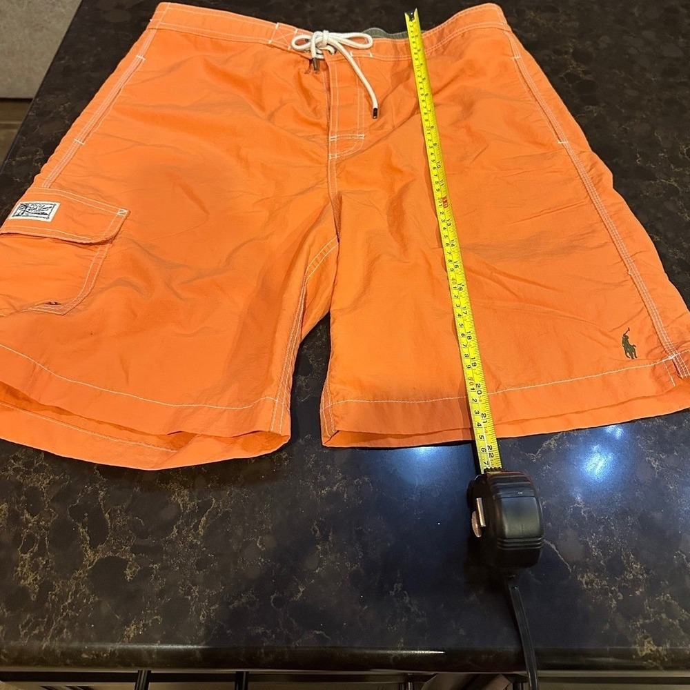 Polo Ralph Lauren Mens Orange Swim Trunks Cargo Board Shorts Mesh Lined Large